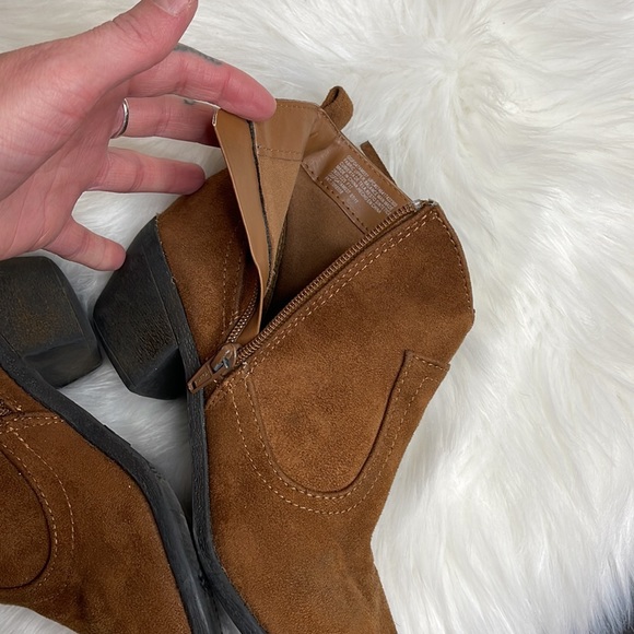 ❗️SOLD❗️FADDED GLORY- TAN FRINGED ANKLE BOOTS OR BOOTIES 5 - Picture 7 of 10